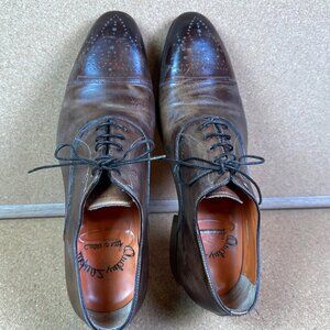 Santoni Valero Oxford Brogue Dress Shoes Sz 9 US Warm Brown - Office / Formal
